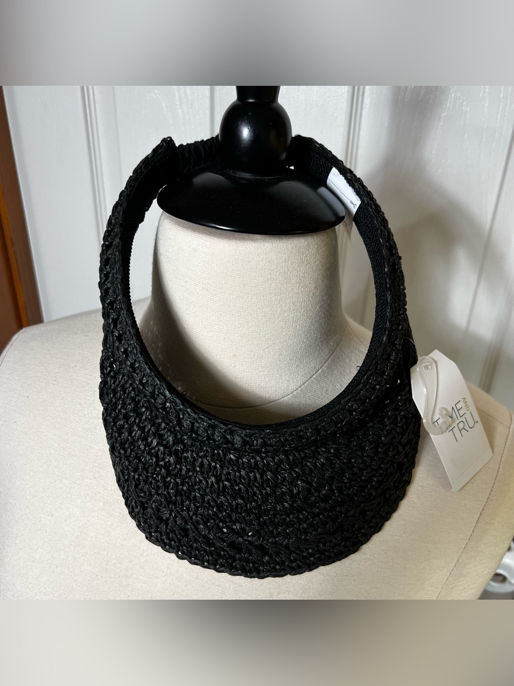 (NWT) Time and Tru Women’s Visor Sun Hat Summer Hat Black Woven Breathable